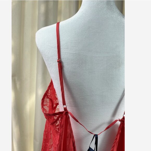 Fox & Royal Lace Chemise Size 18 Burnt Coral Slinky Nightgown NWT - Picture 5 of 13